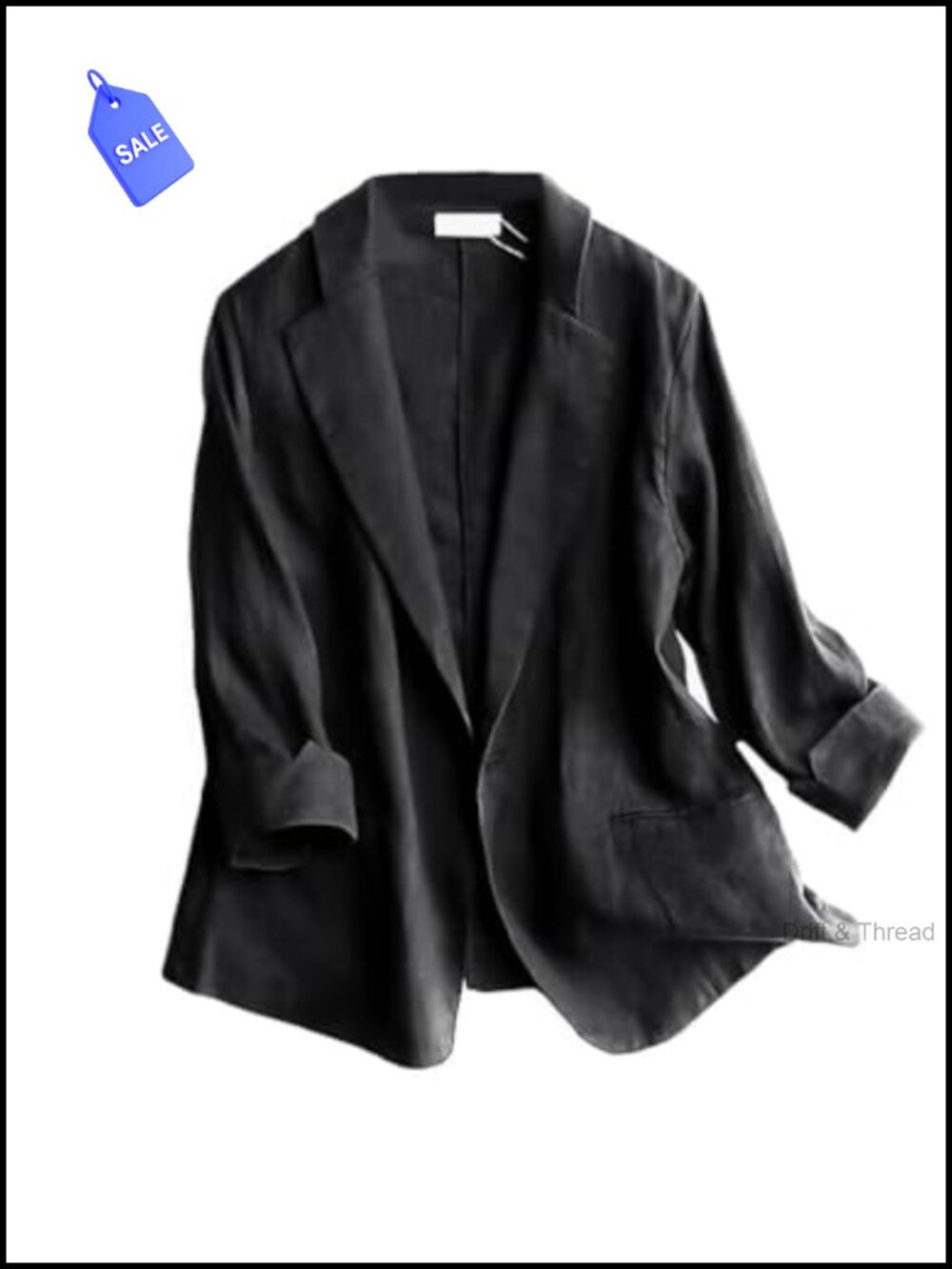 Linen Blazer Women 3/4 Sleeve Lightweight Business Casual Work Jacket